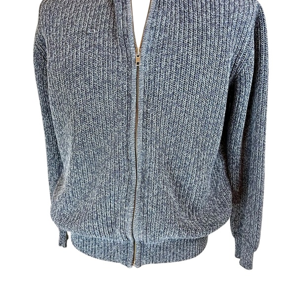LL BEAN Blue Full Zip Sweater Cardigan Sz M Men's Jacket Marled Cotton  Casual - Picture 8 of 14